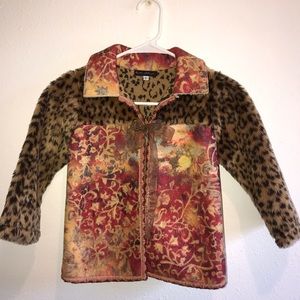 Rosetta Millington leopard coat jacket ribbon sz 6